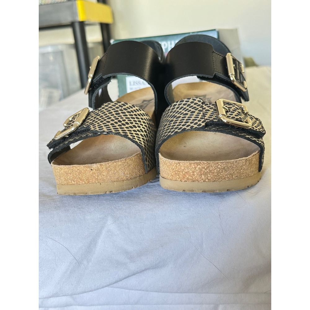 Mephisto Lissandra Black Condor Leather Wedge Sandals EU Size 37 US 7 - Picture 8 of 14